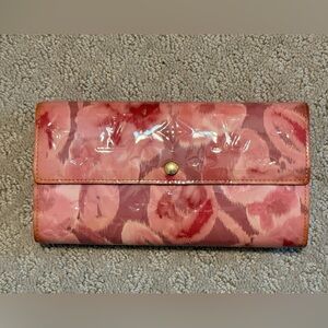 Authentic Vintage Louis Vuitton Velour Rose Sarah Vernis Monogram Wallet w COA